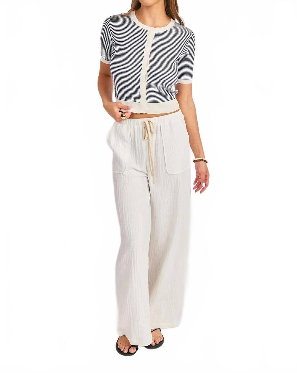 NEW SADIE & SAGE mavi stripe cardigan in ivory navy